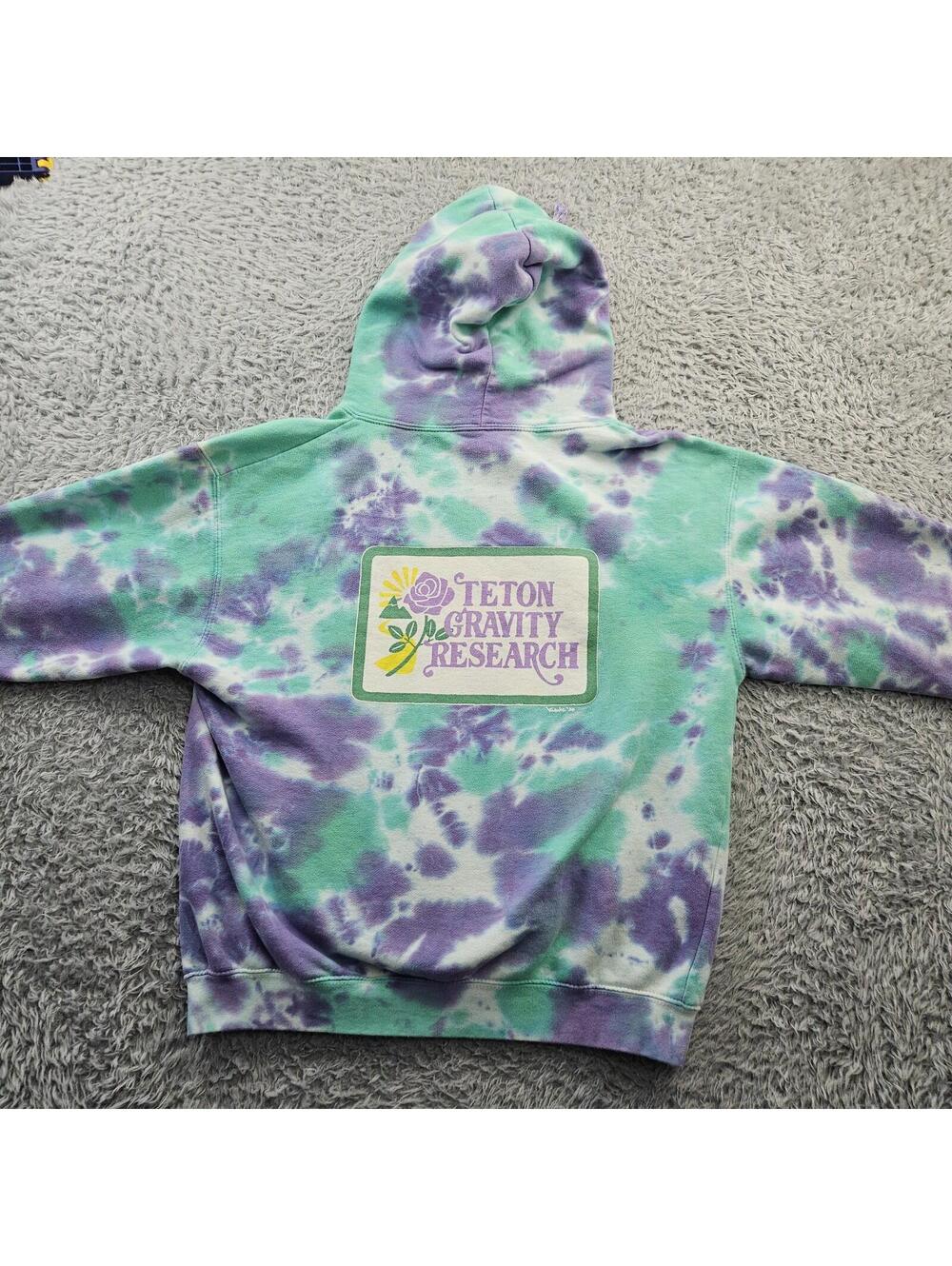 Teton Gravity Research Hoodie Tie Dye Heavyweight Pullover Large